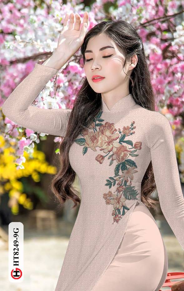 Vải Áo Dài Hoa In 3D Độc Đáo AD HT8249