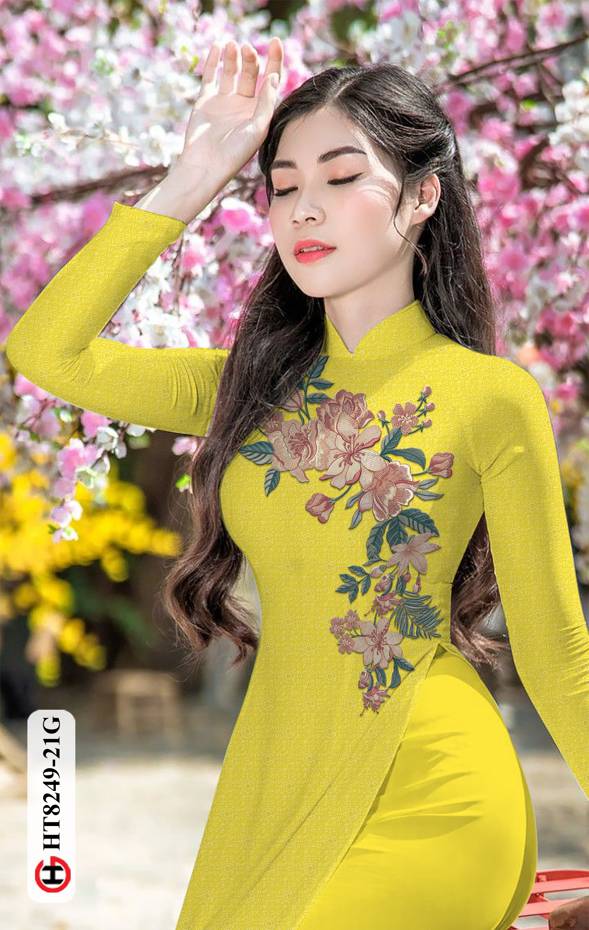 Vải Áo Dài Hoa In 3D Độc Đáo AD HT8249