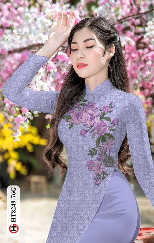 Vải Áo Dài Hoa In 3D Độc Đáo AD HT8249