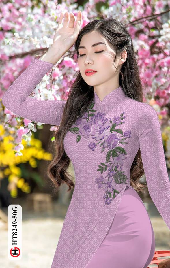 Vải Áo Dài Hoa In 3D Độc Đáo AD HT8249