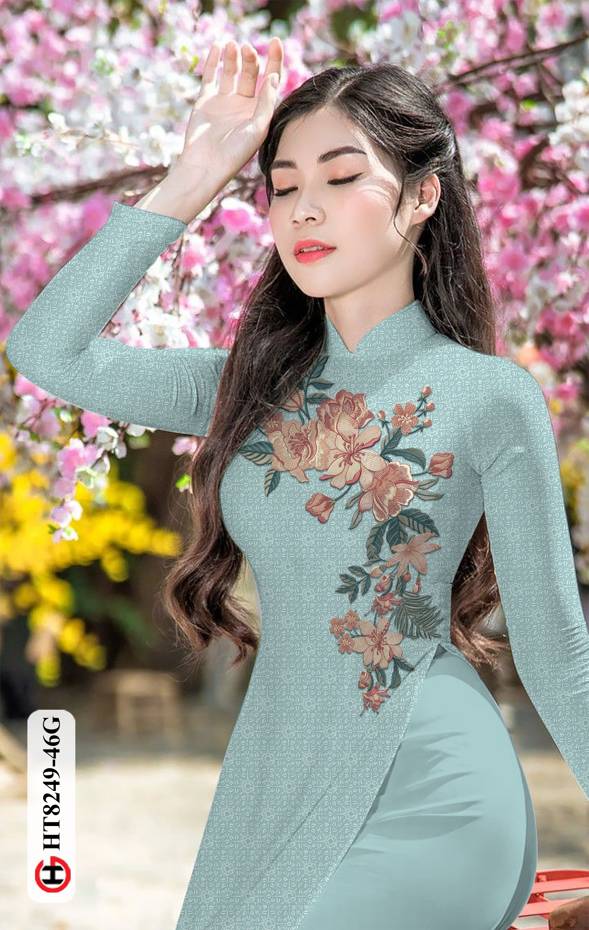 Vải Áo Dài Hoa In 3D Độc Đáo AD HT8249