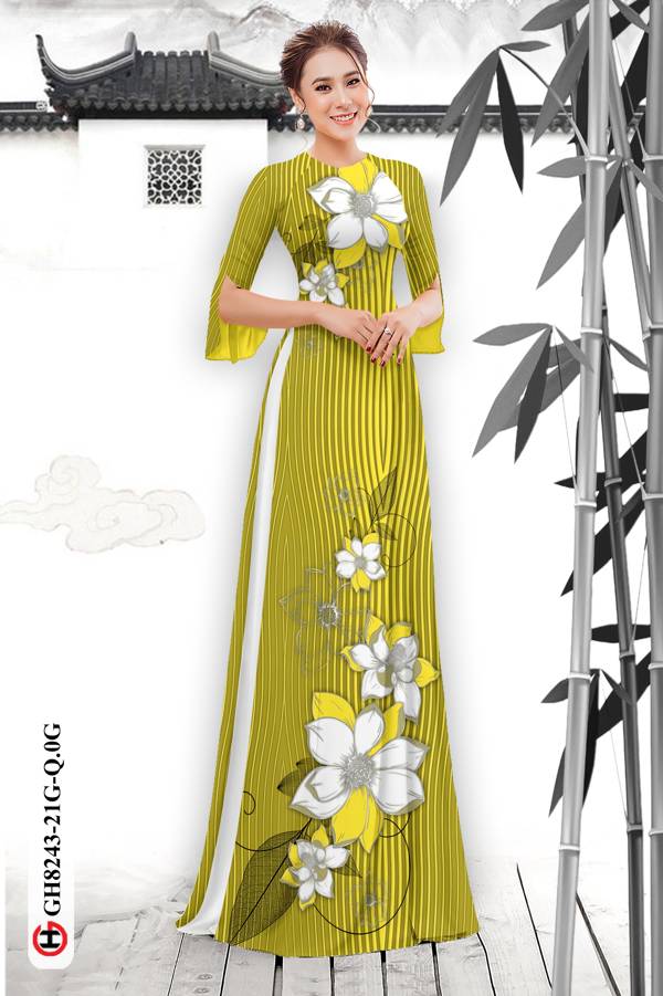 Vải Áo Dài Hoa In 3D Độc Đáo AD GH8243 33 Vải Áo Dài Hoa In 3D Độc Đáo AD GH8243