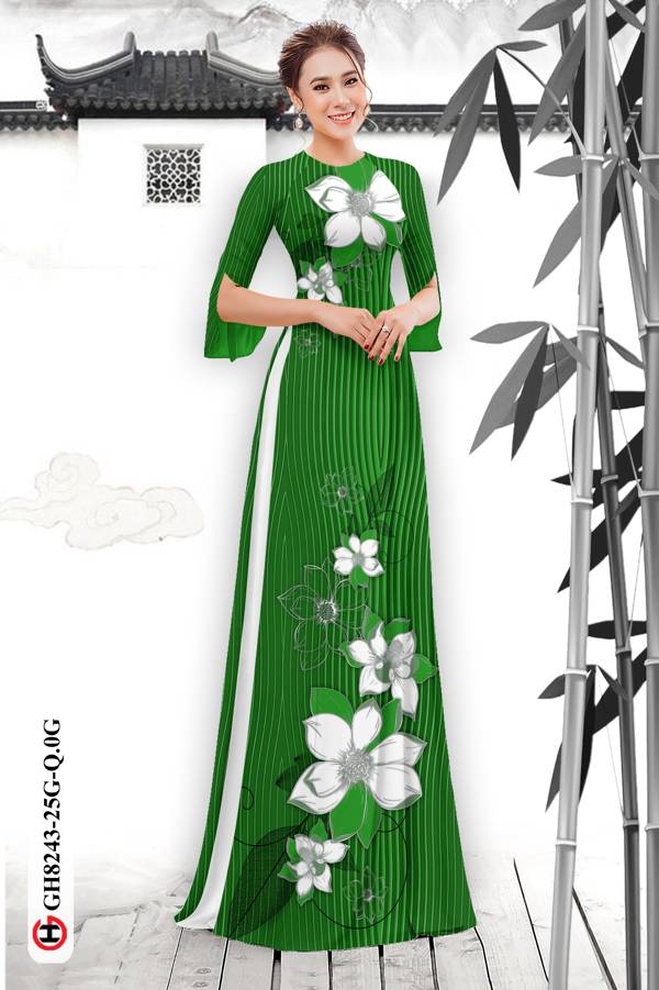 Vải Áo Dài Hoa In 3D Độc Đáo AD GH8243 32 Vải Áo Dài Hoa In 3D Độc Đáo AD GH8243