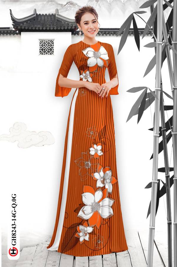 Vải Áo Dài Hoa In 3D Độc Đáo AD GH8243 34 Vải Áo Dài Hoa In 3D Độc Đáo AD GH8243
