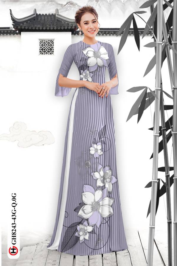 Vải Áo Dài Hoa In 3D Độc Đáo AD GH8243 37 Vải Áo Dài Hoa In 3D Độc Đáo AD GH8243