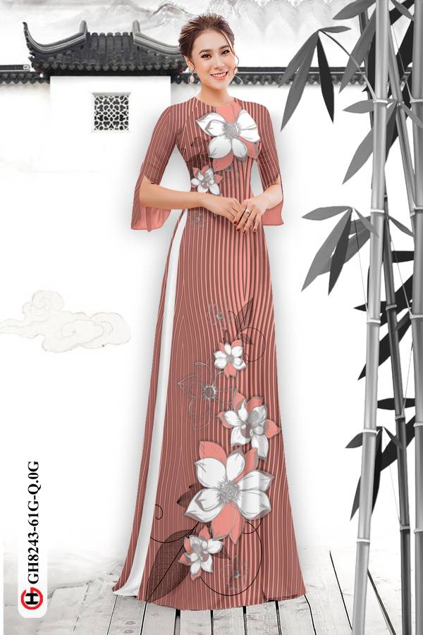 Vải Áo Dài Hoa In 3D Độc Đáo AD GH8243 36 Vải Áo Dài Hoa In 3D Độc Đáo AD GH8243