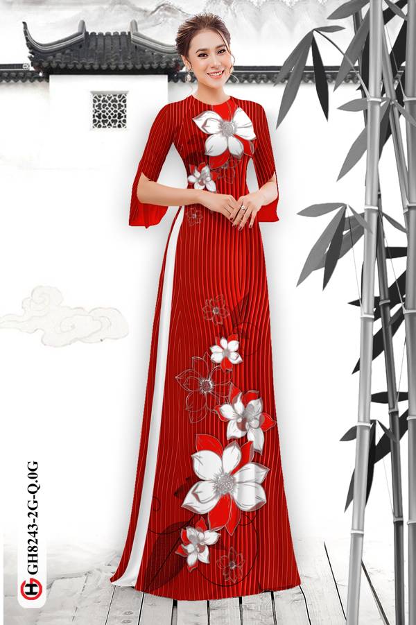Vải Áo Dài Hoa In 3D Độc Đáo AD GH8243 35 Vải Áo Dài Hoa In 3D Độc Đáo AD GH8243