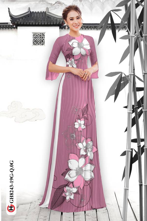Vải Áo Dài Hoa In 3D Độc Đáo AD GH8243 41 Vải Áo Dài Hoa In 3D Độc Đáo AD GH8243