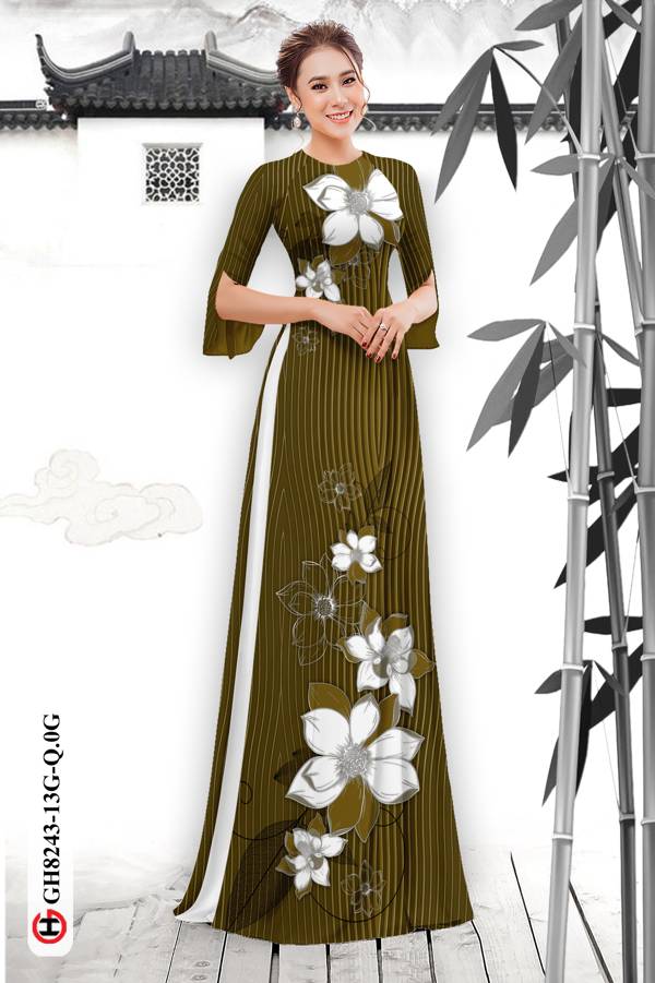 Vải Áo Dài Hoa In 3D Độc Đáo AD GH8243 42 Vải Áo Dài Hoa In 3D Độc Đáo AD GH8243