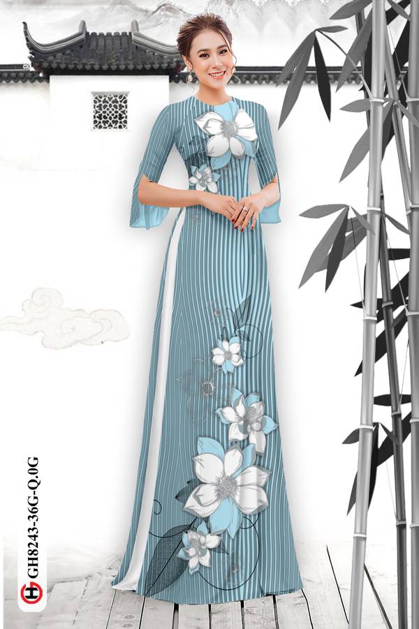 Vải Áo Dài Hoa In 3D Độc Đáo AD GH8243 38 Vải Áo Dài Hoa In 3D Độc Đáo AD GH8243
