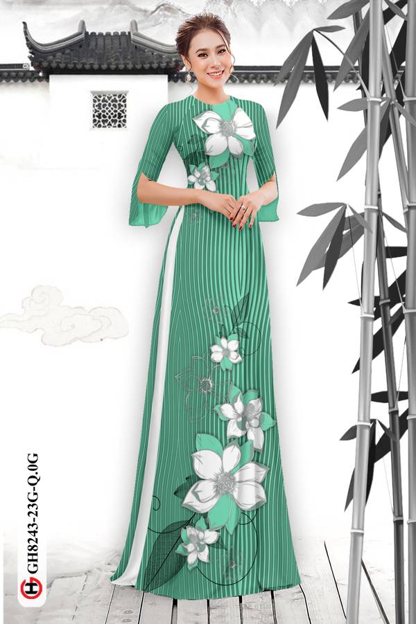 Vải Áo Dài Hoa In 3D Độc Đáo AD GH8243 40 Vải Áo Dài Hoa In 3D Độc Đáo AD GH8243