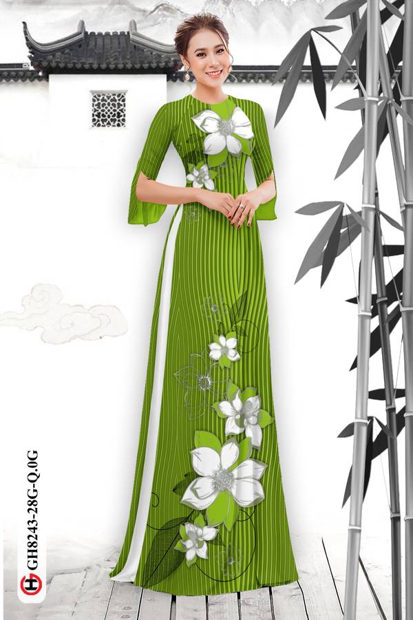 Vải Áo Dài Hoa In 3D Độc Đáo AD GH8243 39 Vải Áo Dài Hoa In 3D Độc Đáo AD GH8243