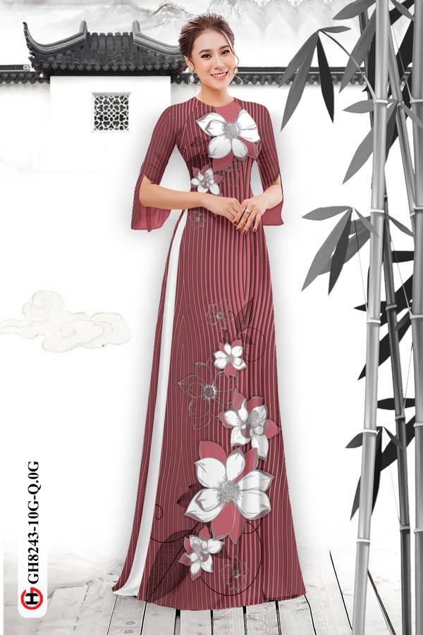 Vải Áo Dài Hoa In 3D Độc Đáo AD GH8243 43 Vải Áo Dài Hoa In 3D Độc Đáo AD GH8243