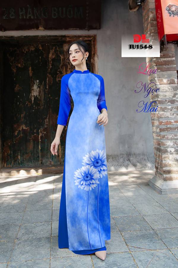 Vải Áo Dài Hoa Hướng Dương Vừa Ra  AD TU154