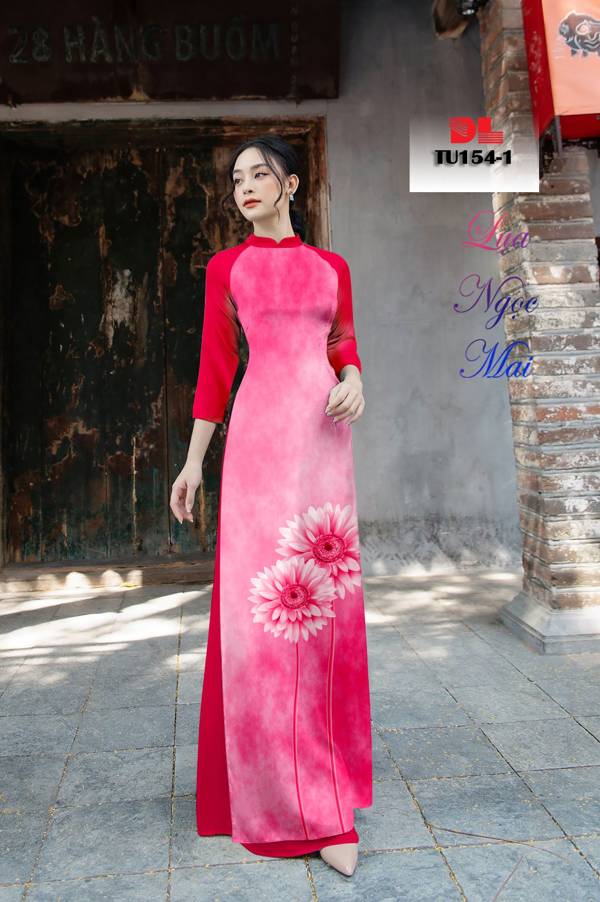 Vải Áo Dài Hoa Hướng Dương Vừa Ra  AD TU154