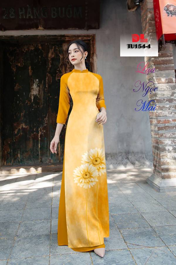 Vải Áo Dài Hoa Hướng Dương Vừa Ra  AD TU154