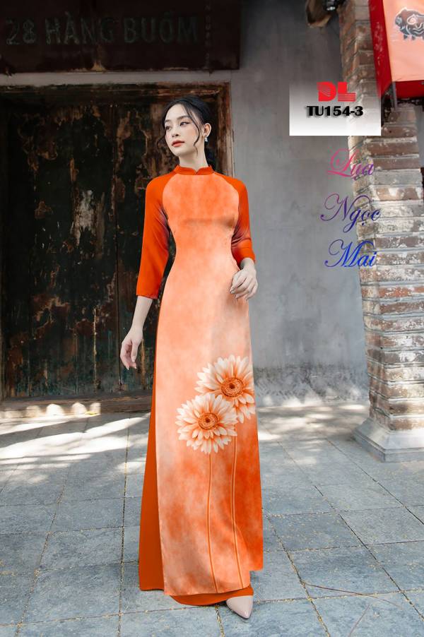 Vải Áo Dài Hoa Hướng Dương Vừa Ra  AD TU154