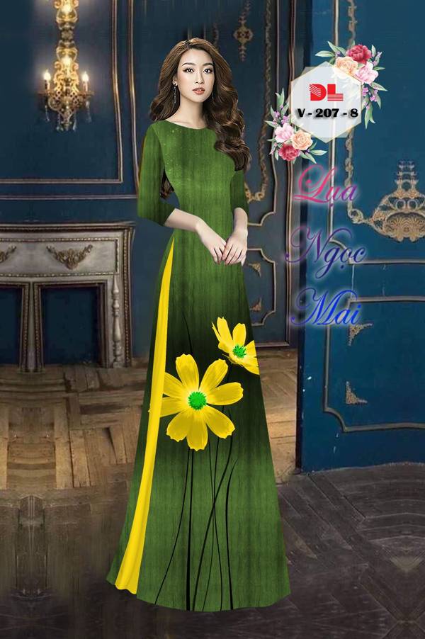 Vải Áo Dài Hoa In 3D Độc Đáo AD DLV207 28 Vải Áo Dài Hoa In 3D Độc Đáo AD DLV207