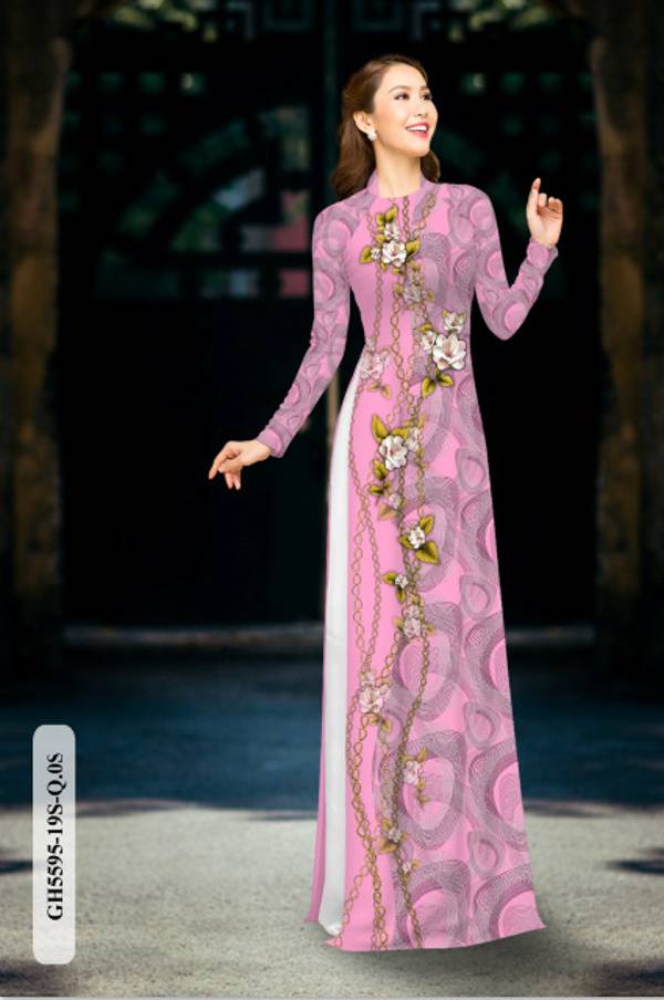 Vải Áo Dài Hoa Ly Thiết Kế 2021 AD GH5595 40 Vải Áo Dài Hoa Ly Thiết Kế 2021 AD GH5595