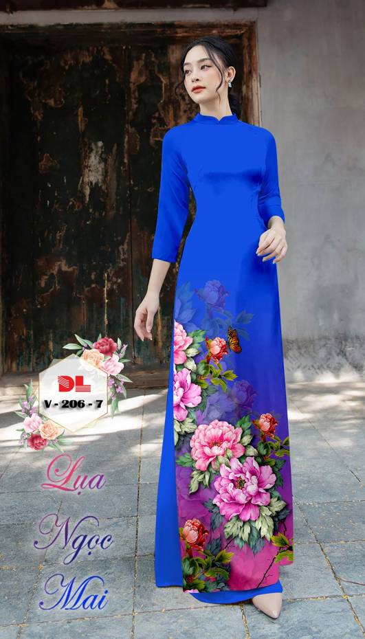 Vải Áo Dài Hoa Cẩm Chướng Kiểu Mới AD DLV206