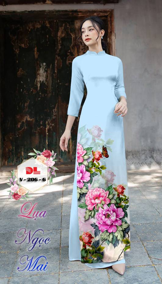 Vải Áo Dài Hoa Cẩm Chướng Kiểu Mới AD DLV206