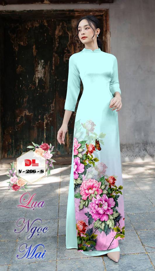Vải Áo Dài Hoa Cẩm Chướng Kiểu Mới AD DLV206