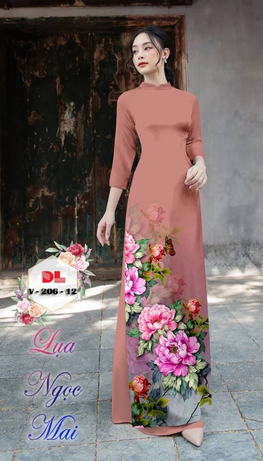 Vải Áo Dài Hoa Cẩm Chướng Kiểu Mới AD DLV206