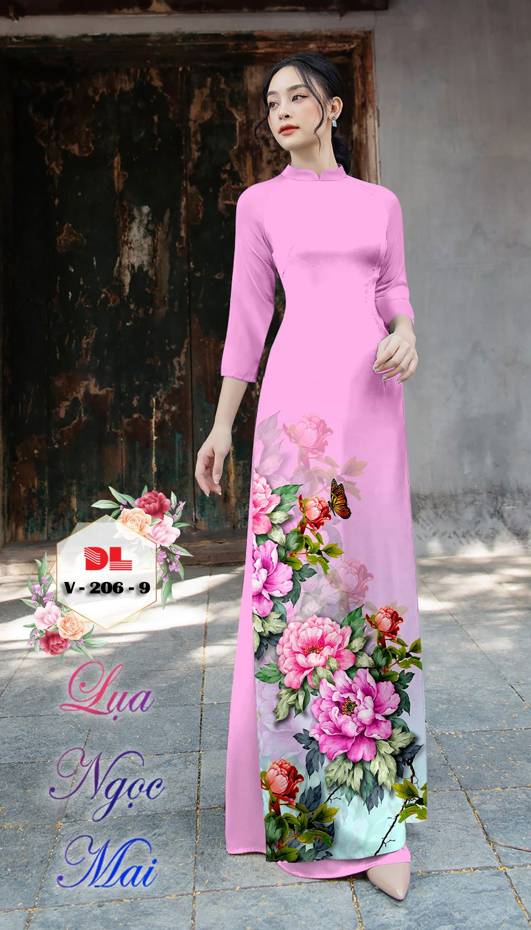 Vải Áo Dài Hoa Cẩm Chướng Kiểu Mới AD DLV206
