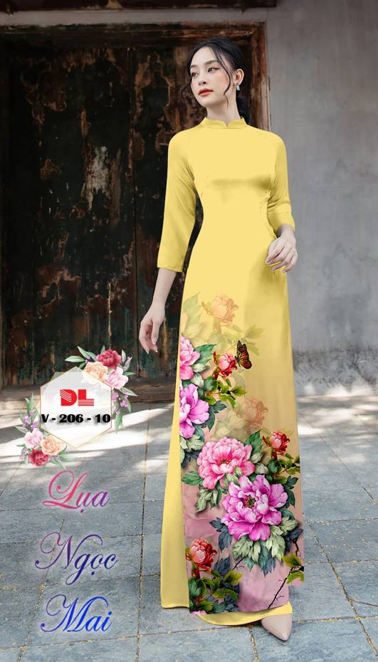 Vải Áo Dài Hoa Cẩm Chướng Kiểu Mới AD DLV206