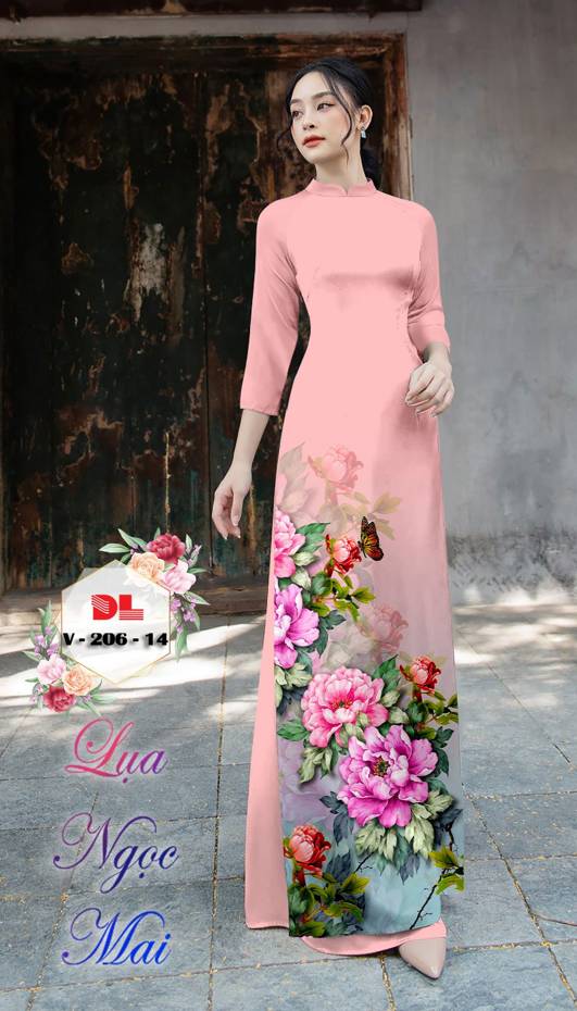 Vải Áo Dài Hoa Cẩm Chướng Kiểu Mới AD DLV206