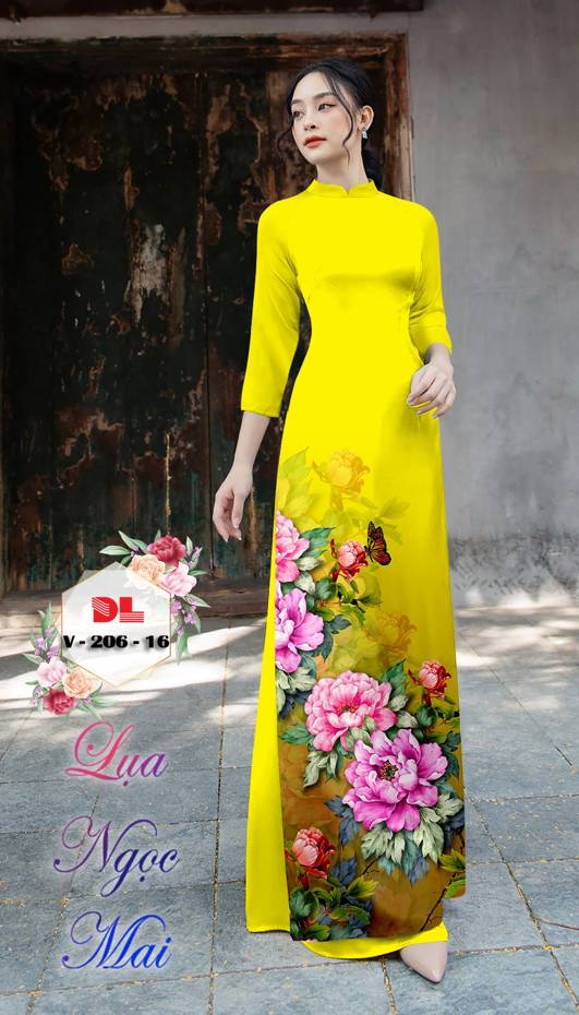 Vải Áo Dài Hoa Cẩm Chướng Kiểu Mới AD DLV206