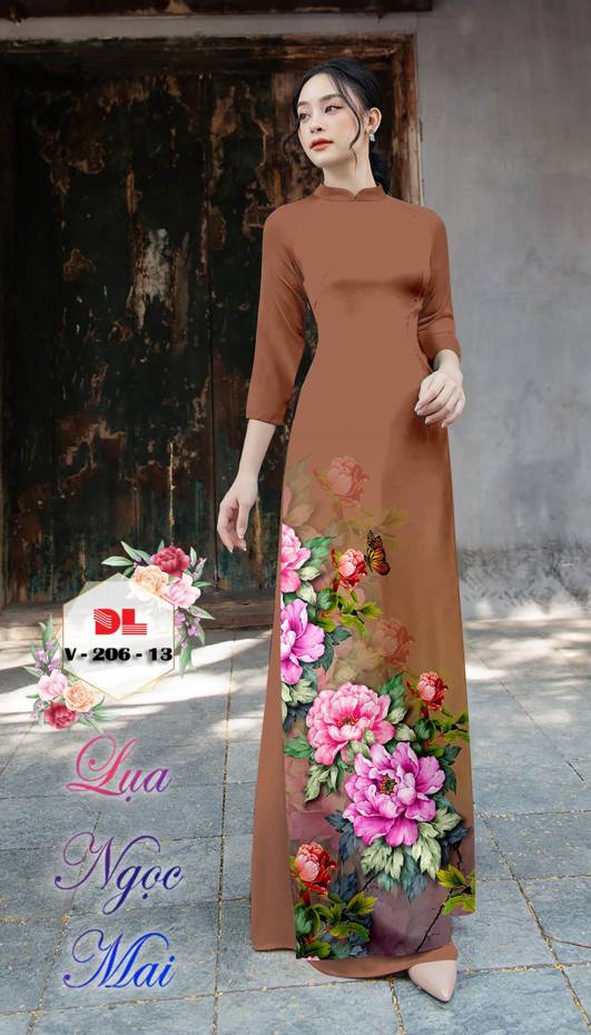 Vải Áo Dài Hoa Cẩm Chướng Kiểu Mới AD DLV206