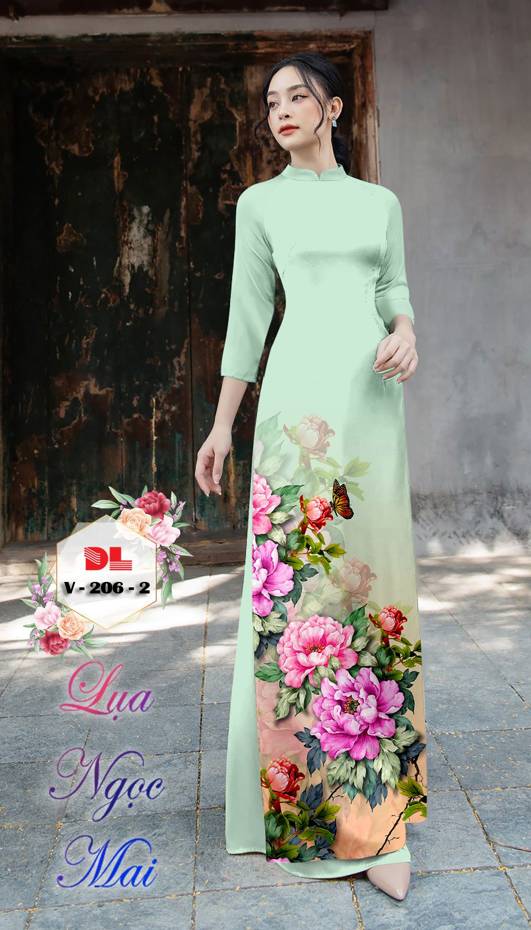 Vải Áo Dài Hoa Cẩm Chướng Kiểu Mới AD DLV206