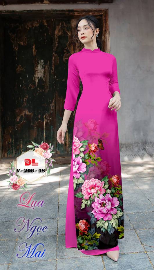 Vải Áo Dài Hoa Cẩm Chướng Kiểu Mới AD DLV206