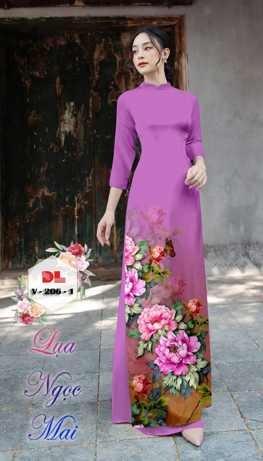 Vải Áo Dài Hoa Cẩm Chướng Kiểu Mới AD DLV206