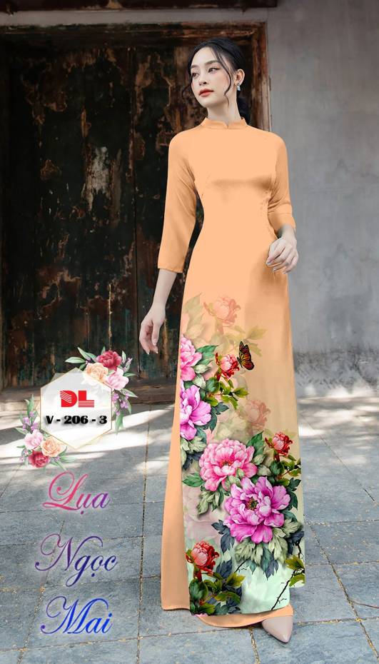 Vải Áo Dài Hoa Cẩm Chướng Kiểu Mới AD DLV206
