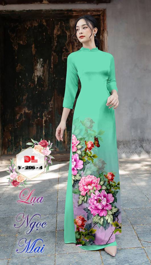 Vải Áo Dài Hoa Cẩm Chướng Kiểu Mới AD DLV206