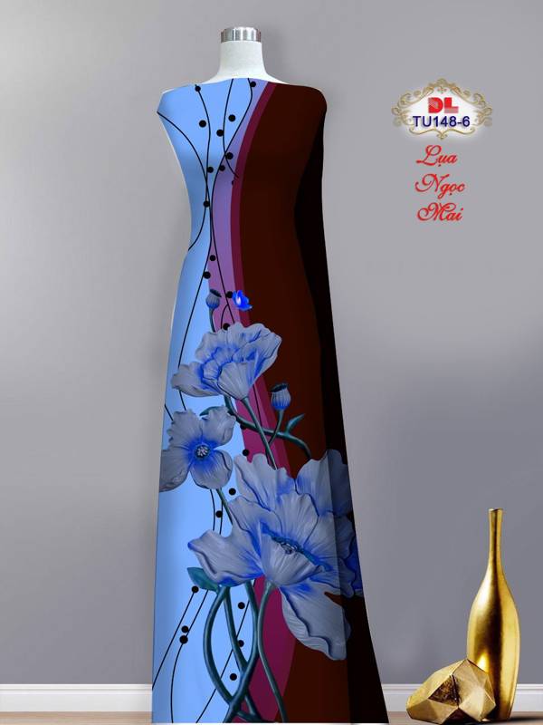 Vải Áo Dài Hoa In 3D Mới Ra AD TU148 35 Vải Áo Dài Hoa In 3D Mới Ra AD TU148