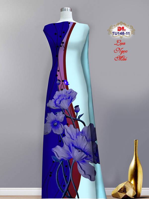 Vải Áo Dài Hoa In 3D Mới Ra AD TU148 40 Vải Áo Dài Hoa In 3D Mới Ra AD TU148