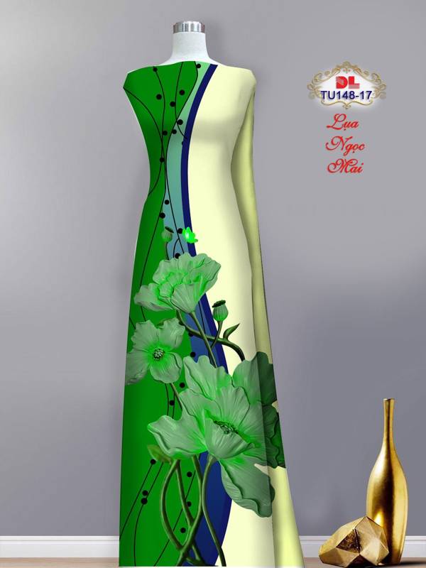 Vải Áo Dài Hoa In 3D Mới Ra AD TU148 45 Vải Áo Dài Hoa In 3D Mới Ra AD TU148