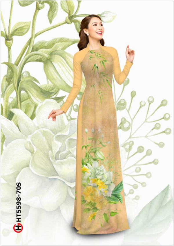 Vải Áo Dài Hoa In 3D Kiểu Mới AD HT5598 29 Vải Áo Dài Hoa In 3D Kiểu Mới AD HT5598