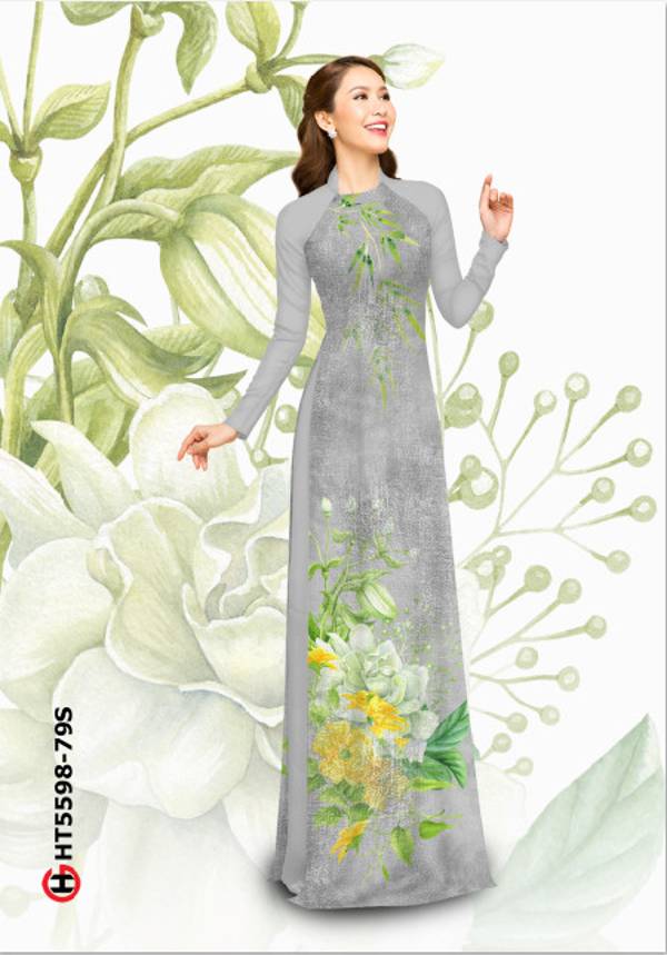 Vải Áo Dài Hoa In 3D Kiểu Mới AD HT5598 32 Vải Áo Dài Hoa In 3D Kiểu Mới AD HT5598