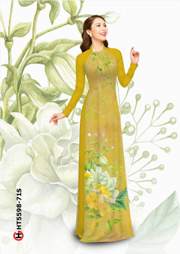 Vải Áo Dài Hoa In 3D Kiểu Mới AD HT5598 30 Vải Áo Dài Hoa In 3D Kiểu Mới AD HT5598
