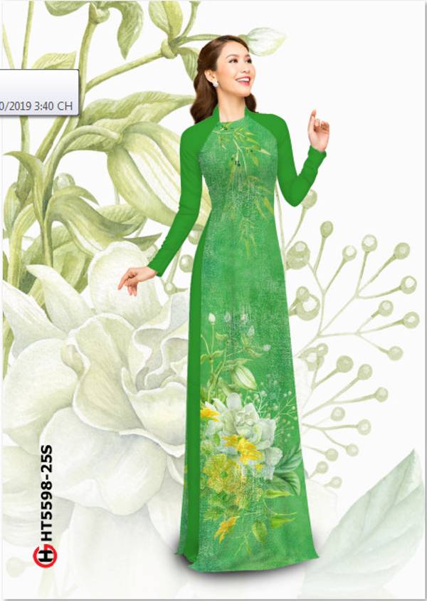 Vải Áo Dài Hoa In 3D Kiểu Mới AD HT5598 34 Vải Áo Dài Hoa In 3D Kiểu Mới AD HT5598