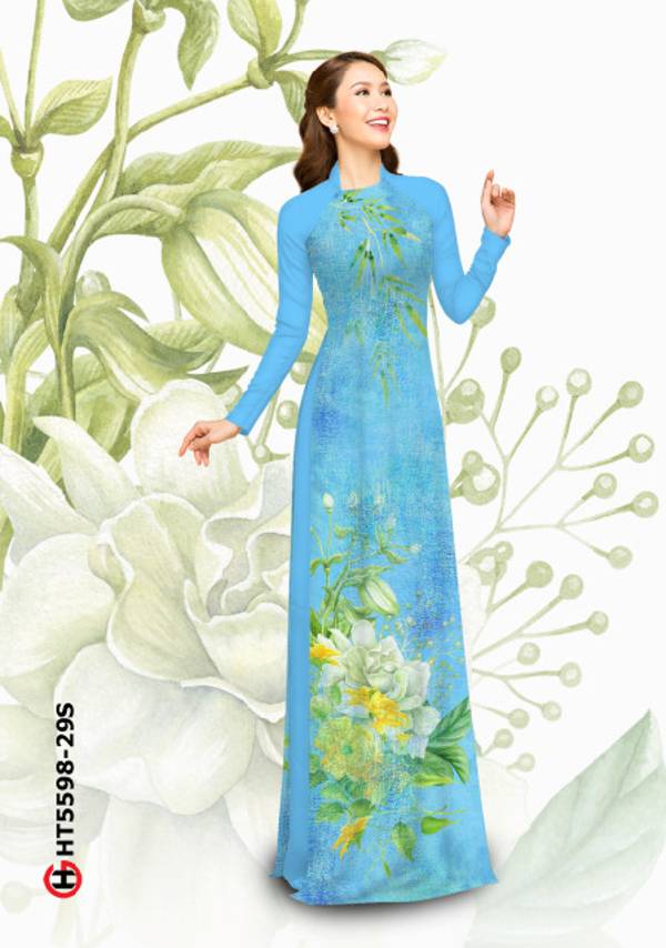 Vải Áo Dài Hoa In 3D Kiểu Mới AD HT5598 36 Vải Áo Dài Hoa In 3D Kiểu Mới AD HT5598