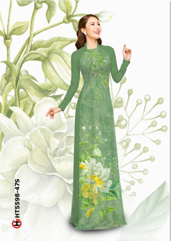 Vải Áo Dài Hoa In 3D Kiểu Mới AD HT5598 37 Vải Áo Dài Hoa In 3D Kiểu Mới AD HT5598