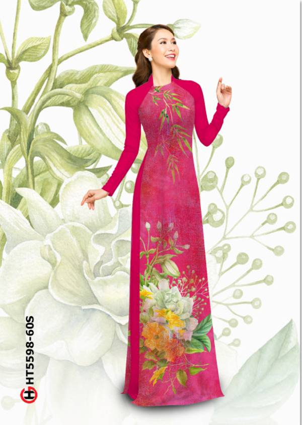 Vải Áo Dài Hoa In 3D Kiểu Mới AD HT5598 39 Vải Áo Dài Hoa In 3D Kiểu Mới AD HT5598