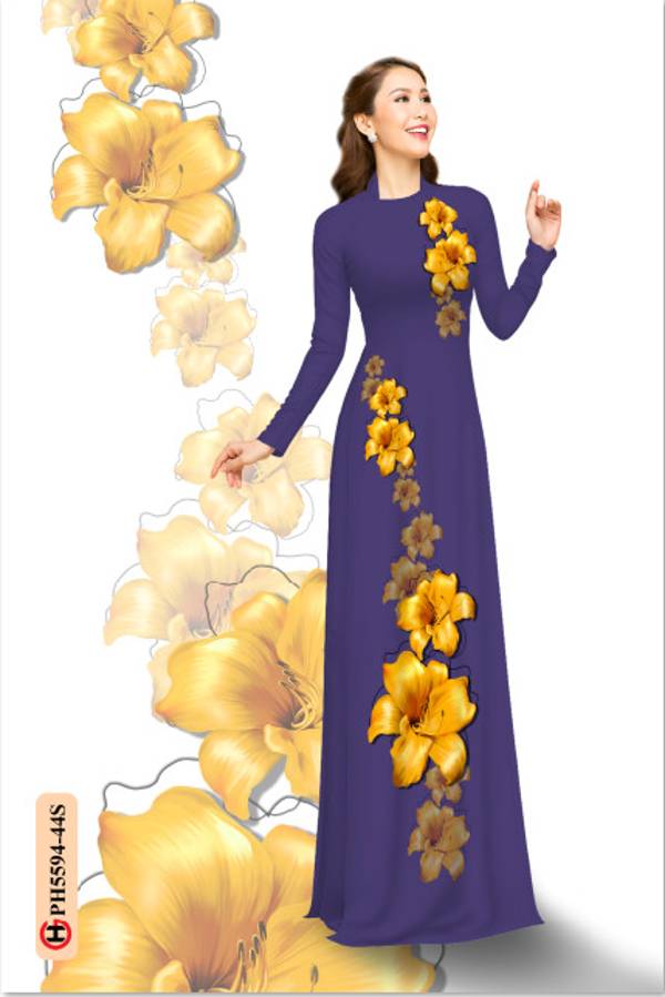 Vải Áo Dài Hoa In 3D Thiết Kế 2021 AD PH5594 35 Vải Áo Dài Hoa In 3D Thiết Kế 2021 AD PH5594