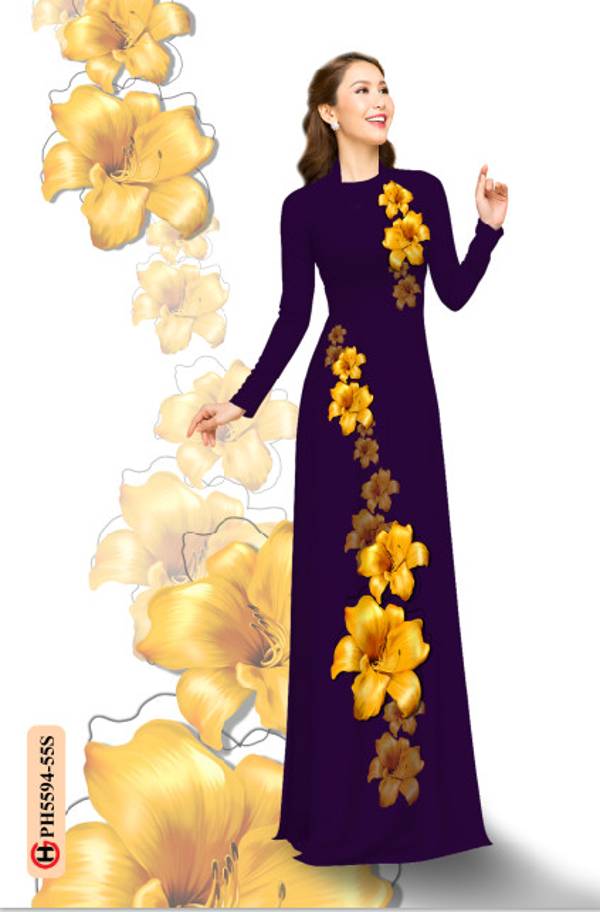 Vải Áo Dài Hoa In 3D Thiết Kế 2021 AD PH5594 36 Vải Áo Dài Hoa In 3D Thiết Kế 2021 AD PH5594