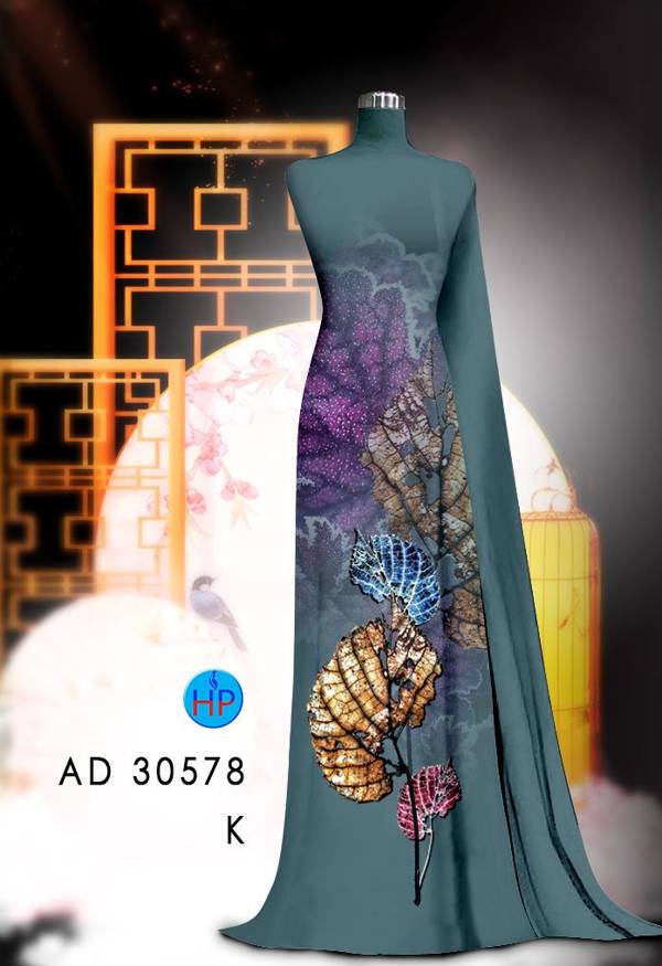 Vải Áo Dài In Hình Lá Mới Ra AD 30578 46 Vải Áo Dài In Hình Lá Mới Ra AD 30578